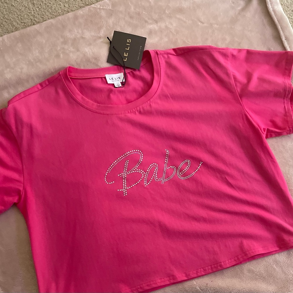 Barbie pink “Babe” crop top. NWT